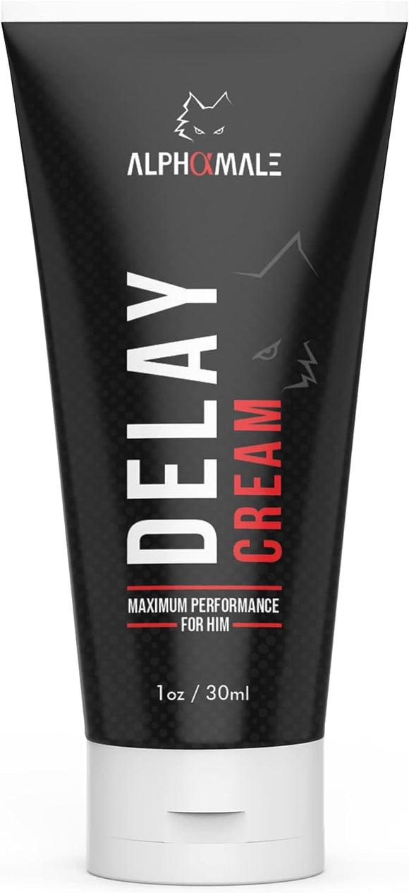 AlphaMale - Delay Cream - Male Genital Desensitizer Topical Lidocaine Numbing Cream - Delay Cream Climax Control for Men - Fast-Acting, Stamina-Enhancing - 1oz (30mL)